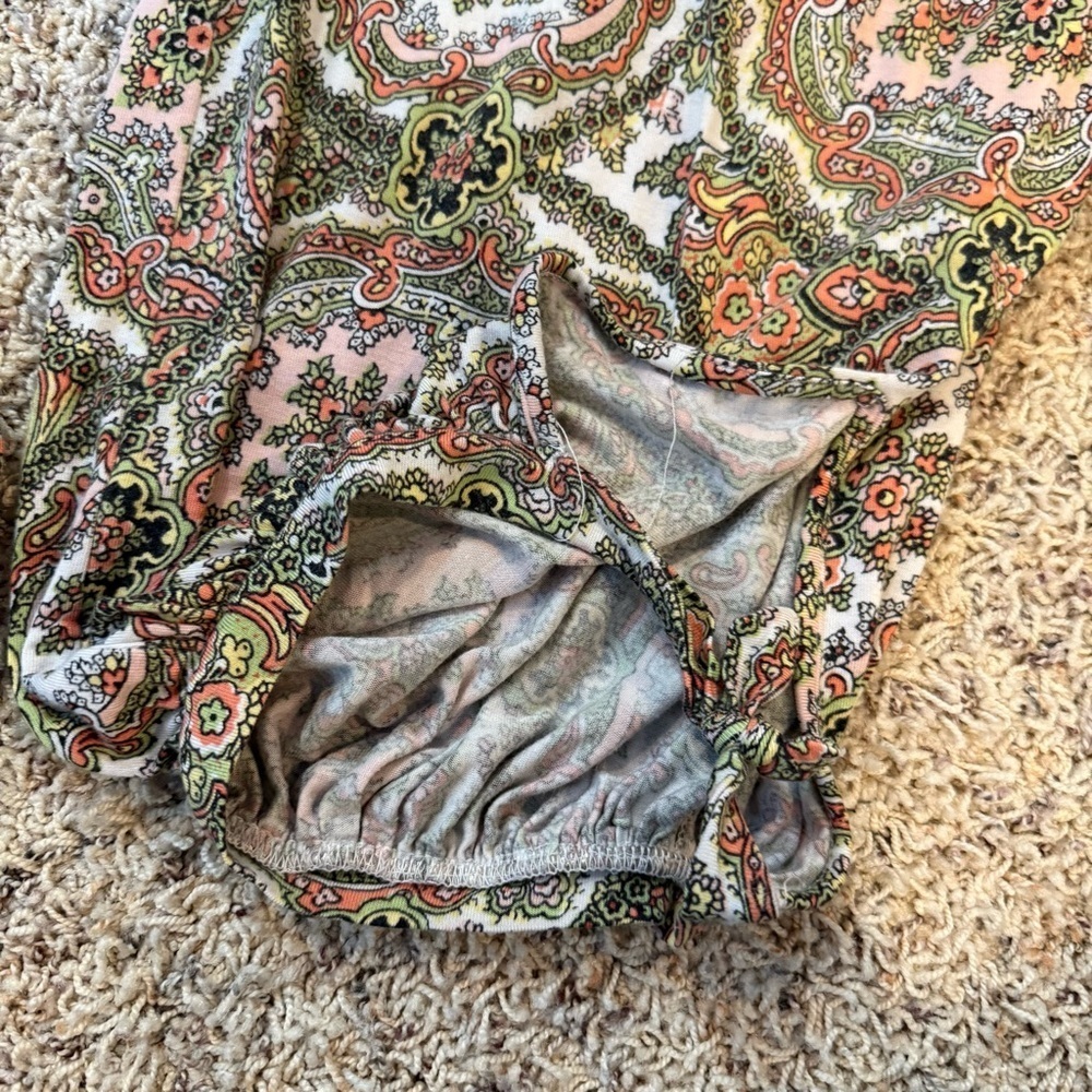 Anthropologie Artsy Boho Hippie Harem Pants Medium Paisley Pink Green White - Picture 9 of 13
